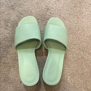 Vince Mint Green Leather Mules